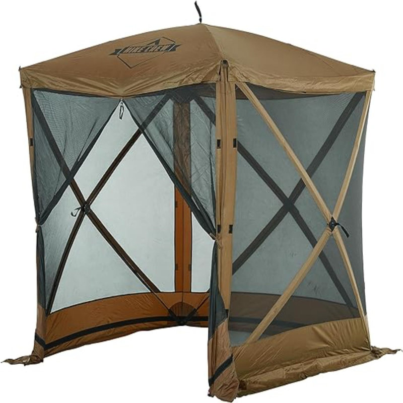 Hike Crew 6x6 Pop Up Gazebo Tent 4 Sided Outdoor Tent Canopy with Stakes Ropes More Brown